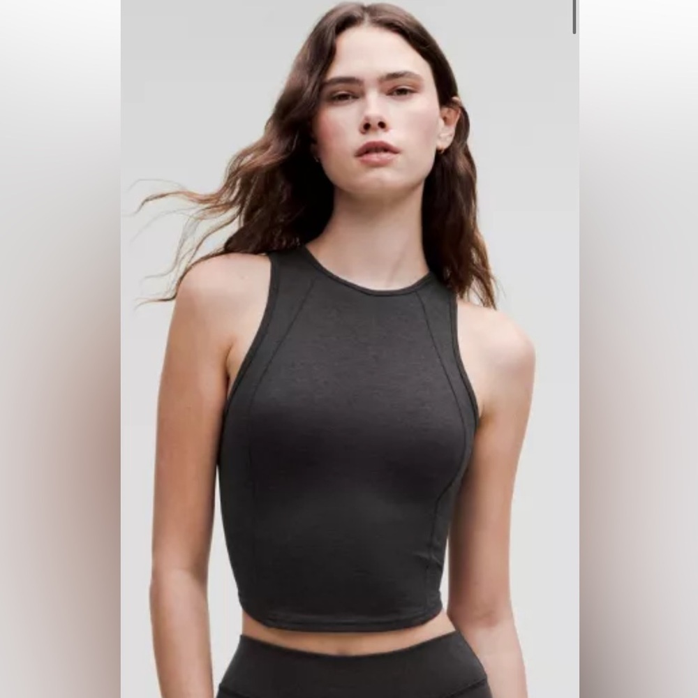 Lululemon‎ Softy Suedey Crewneck Cropped Tank Top Dark Green Size 2/4